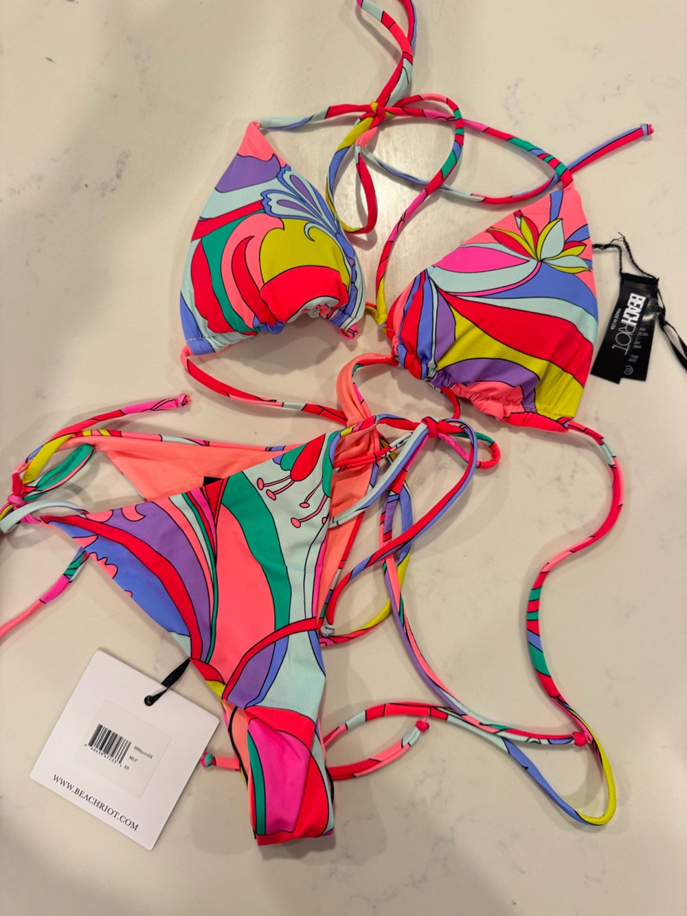 Beach Riot Neon Multicolor Swirl Bikini